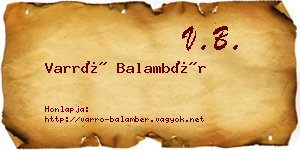 Varró Balambér névjegykártya